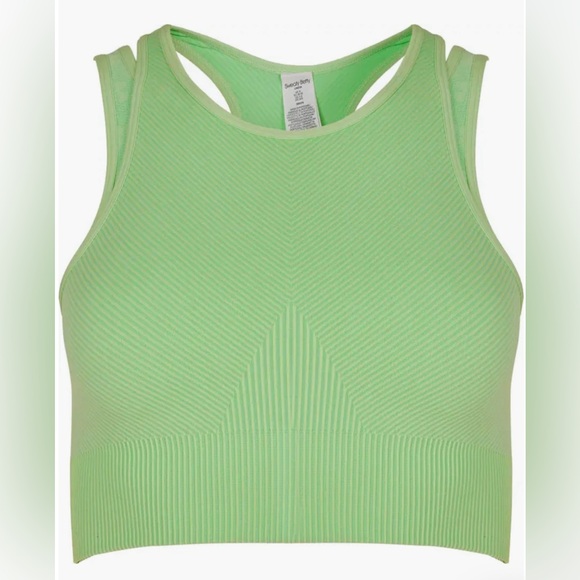 NWT Sweaty Betty Salix Green Illusion Seamless Sports Bra - Picture 3 of 10
